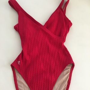 Ralph Lauren red one peice swim suit size 6